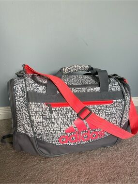Adidas Gray & Pink Patterned Duffel Bag